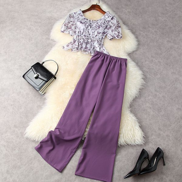 women's two piece pants european and american women's wear for spring short sleeved v-neck printed shirt purple pants fashion suit, White
women's two piece pants european and american women's wear for spring short sleeved v-neck printed shirt purple pants fashion suit, White