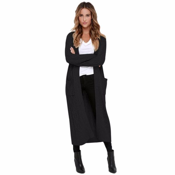 women's sweaters winter long sweater in gray with buttons knit cardigan woolen jackets thin loose female coat, White;black
women's sweaters winter long sweater in gray with buttons knit cardigan woolen jackets thin loose female coat, White;black
