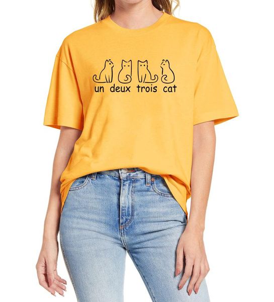 women's t-shirt un deux trois cat cute gifts for lovers lady short sleeve funny art woman fashion tee, White
women's t-shirt un deux trois cat cute gifts for lovers lady short sleeve funny art woman fashion tee, White