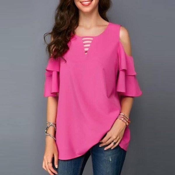 women's blouses & shirts women short sleeve blouse off shoulder chiffon summer casual flare femme and, White
women's blouses & shirts women short sleeve blouse off shoulder chiffon summer casual flare femme and, White