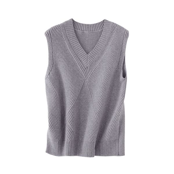 pull sans manche spring fall korean style student v-neck knitted vests girl casual pullover grey black chalecos para mujer 210604, Black;white
pull sans manche spring fall korean style student v-neck knitted vests girl casual pullover grey black chalecos para mujer 210604, Black;white