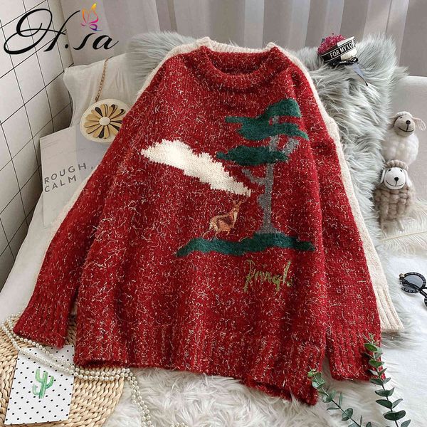 h.sa winter female sweater pullovers oneck casual knitwear european embroidery christmas knit pull jumpers tree knitwear 210716, White;black
h.sa winter female sweater pullovers oneck casual knitwear european embroidery christmas knit pull jumpers tree knitwear 210716, White;black