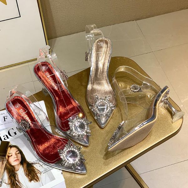 rhinestone sun flower pvc sandals women shoes pointed end transparent high heels pumps summer party, Black
rhinestone sun flower pvc sandals women shoes pointed end transparent high heels pumps summer party, Black