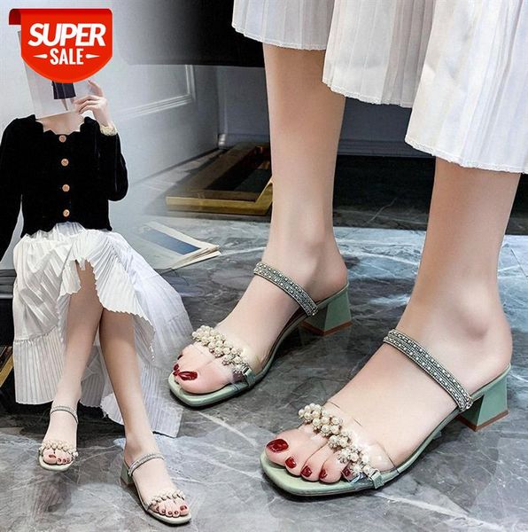 two wear sandals women fashion mid-heel rhinestone women's thick heel fairy style pearl slippers #li1z, Black
two wear sandals women fashion mid-heel rhinestone women's thick heel fairy style pearl slippers #li1z, Black