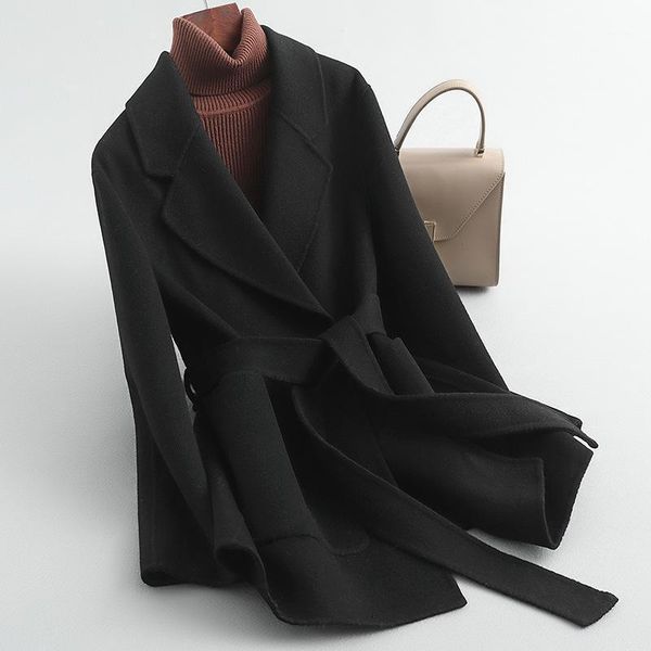 women's wool & blends 2021 spring double-sided woolen cashmere coat short and small women, Black
women's wool & blends 2021 spring double-sided woolen cashmere coat short and small women, Black