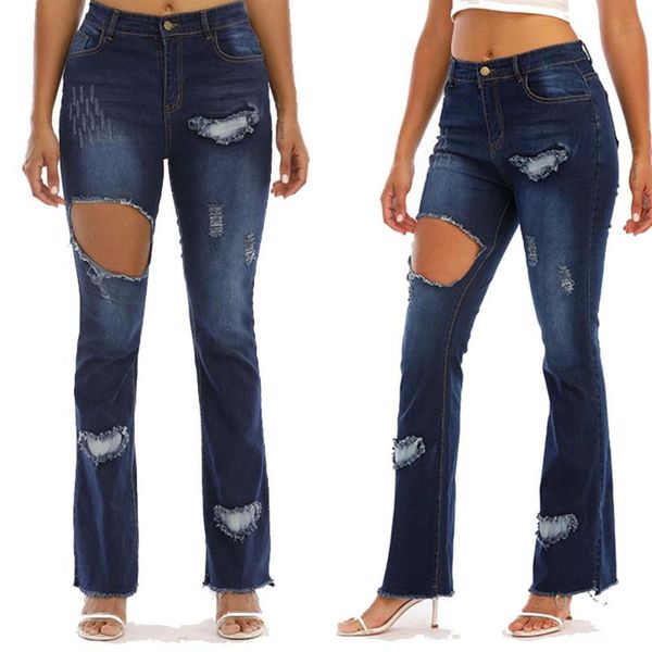 women's jeans women fashion ripped bootcut denim stretch casual long trousers, Blue
women's jeans women fashion ripped bootcut denim stretch casual long trousers, Blue