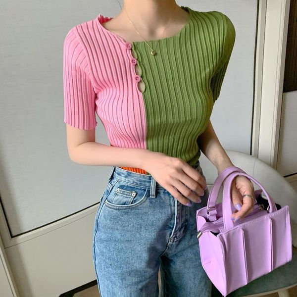 polyester o neck womens t shirt short sleeve patchwork thin knit girls elastic cotrast color sweet pullover crop tees, White
polyester o neck womens t shirt short sleeve patchwork thin knit girls elastic cotrast color sweet pullover crop tees, White