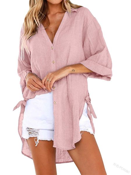 women's blouses & shirts women shirt solid color loose v-neck single-breasted lace-up multicolor casual commuter three-quarter sleeve i, White
women's blouses & shirts women shirt solid color loose v-neck single-breasted lace-up multicolor casual commuter three-quarter sleeve i, White