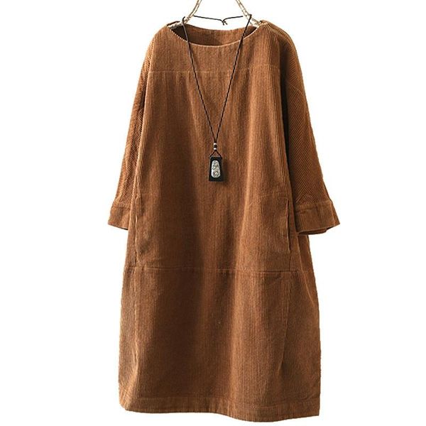 casual dresses vintage autumn corduroy dress women solid long sleeve sundress female loose knee-length sweatshirt, Black;gray
casual dresses vintage autumn corduroy dress women solid long sleeve sundress female loose knee-length sweatshirt, Black;gray