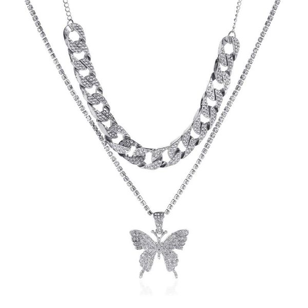pendant necklaces hip hop punk cuba double butterfly necklace set dangle choker rhinestone chain thick jewelry gift, Silver
pendant necklaces hip hop punk cuba double butterfly necklace set dangle choker rhinestone chain thick jewelry gift, Silver