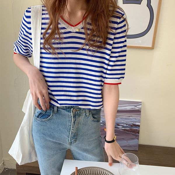 short sleeve casual striped t shirt women clothes poleras mujer knitted woman tshirt femme tee t-shirty damskie women's t-shirt, White
short sleeve casual striped t shirt women clothes poleras mujer knitted woman tshirt femme tee t-shirty damskie women's t-shirt, White