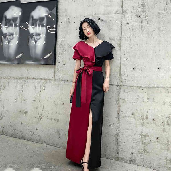 ethnic clothing slim butterfly sleeve v-neck evening party lady oversize black-burgundy high split qipao cheongsam vestidos, Red
ethnic clothing slim butterfly sleeve v-neck evening party lady oversize black-burgundy high split qipao cheongsam vestidos, Red
