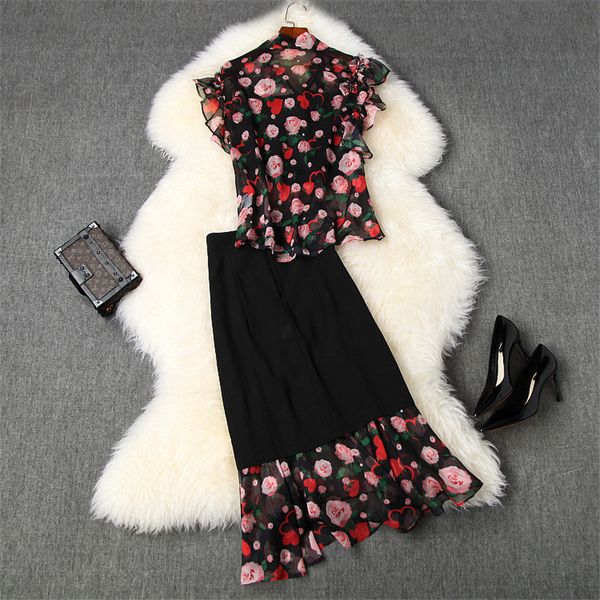 two piece dress summer fashion female runway designer elegant suit bow-floral collar impression chiffon blouse and skirt matching sets arap, White
two piece dress summer fashion female runway designer elegant suit bow-floral collar impression chiffon blouse and skirt matching sets arap, White