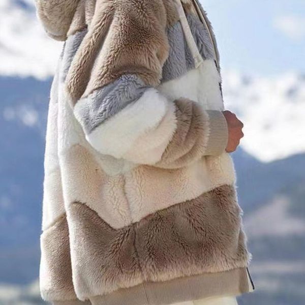 women's fur & faux women winter thicken fuzzy plush warm hoodie long sleeve shaggy oversized loose coat color block striped zip up oute, Black
women's fur & faux women winter thicken fuzzy plush warm hoodie long sleeve shaggy oversized loose coat color block striped zip up oute, Black