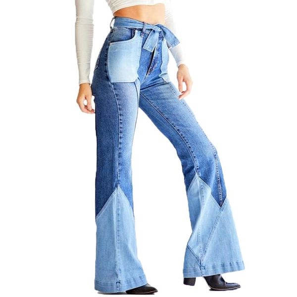 vintage two tone patchwork jeans women autumn fashion skinny high waist bell bottom with belt pantalones vaqueros mujer women's, Blue
vintage two tone patchwork jeans women autumn fashion skinny high waist bell bottom with belt pantalones vaqueros mujer women's, Blue