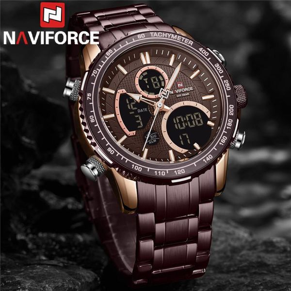 wristwatches naviforce classic men watch quartz digital male clock military sport coffee stainless steel man wristwatch 918, Slivery;brown
wristwatches naviforce classic men watch quartz digital male clock military sport coffee stainless steel man wristwatch 918, Slivery;brown
