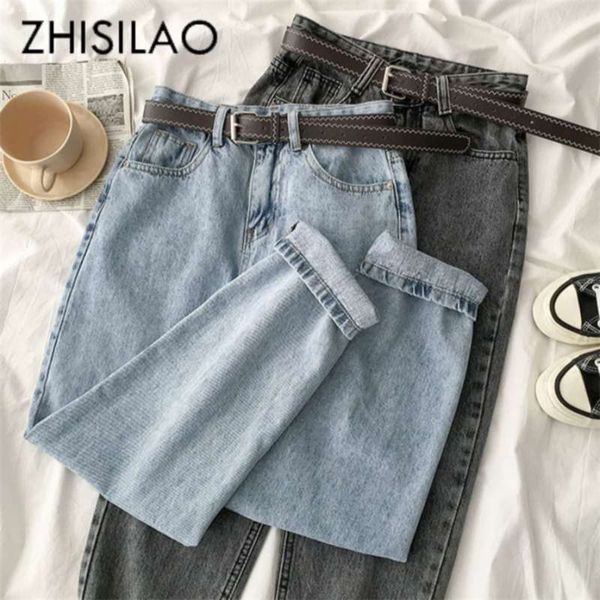 vintage straight high waist jean boyfriend mom street denim with belt loose plus size mujer retro 210927, Blue
vintage straight high waist jean boyfriend mom street denim with belt loose plus size mujer retro 210927, Blue