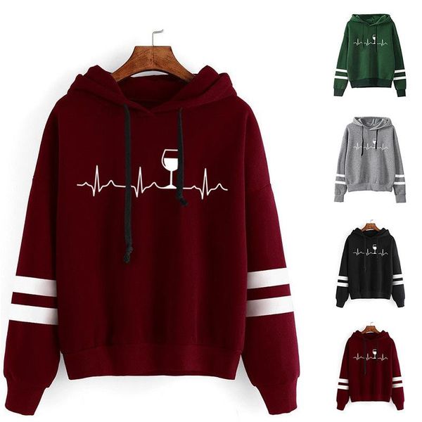 women's hoodies & sweatshirts women hoodie heartbeat wine printed double striped long sleeve fleece sweatshirt with hat girls pullovers, Black
women's hoodies & sweatshirts women hoodie heartbeat wine printed double striped long sleeve fleece sweatshirt with hat girls pullovers, Black