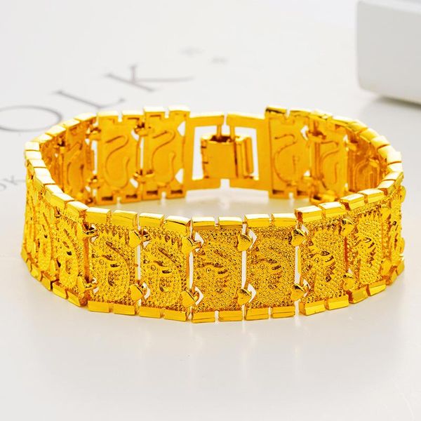 beaded, strands sell 19mm gold color chain link chunky wide bracelet for men dragon bracelets hip hop bangles jewelry, Black
beaded, strands sell 19mm gold color chain link chunky wide bracelet for men dragon bracelets hip hop bangles jewelry, Black