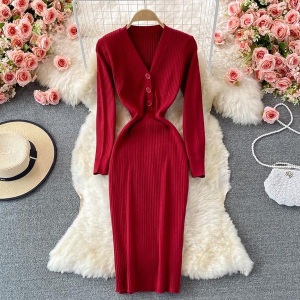 casual dresses 2021 autumn winter korean over knee knitted dress women celebrity light mature bottom wrap hip v-neck, Black;gray
casual dresses 2021 autumn winter korean over knee knitted dress women celebrity light mature bottom wrap hip v-neck, Black;gray