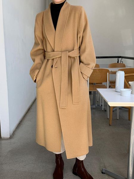 women's wool & blends tigena women long coat 2021 fall winter simple elegant button belt sleeve jacket female warm overcoat lady, Black
women's wool & blends tigena women long coat 2021 fall winter simple elegant button belt sleeve jacket female warm overcoat lady, Black