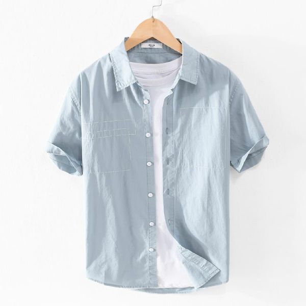 men's casual shirts 100% cotton short sleeve comfortable men brand solid blue shirt for chemise camisa mens clothes, White;black
men's casual shirts 100% cotton short sleeve comfortable men brand solid blue shirt for chemise camisa mens clothes, White;black
