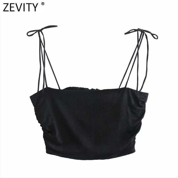 zevity women spaghetti strap black white color chic camis tank ladies summer back elastic pleated short sling crop ls9070 210616
zevity women spaghetti strap black white color chic camis tank ladies summer back elastic pleated short sling crop ls9070 210616