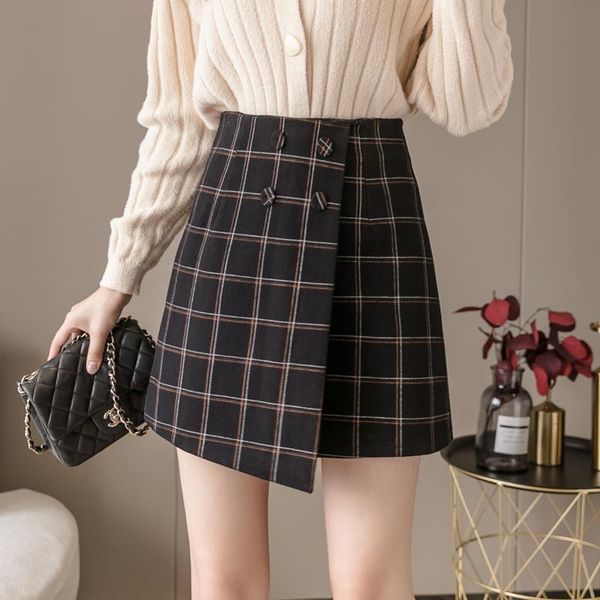autumn/qinter korean style high waist a-line skirt black and gray plaid woolen mini skirts
autumn/qinter korean style high waist a-line skirt black and gray plaid woolen mini skirts