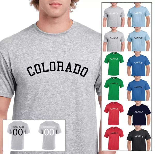state colorado college text sports team personalized name number cotton t-shirt, White;black
state colorado college text sports team personalized name number cotton t-shirt, White;black