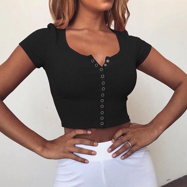 fashion ladies short sleeve crop button vest halter casual white tank blouse shirt women's tanks & camis
fashion ladies short sleeve crop button vest halter casual white tank blouse shirt women's tanks & camis