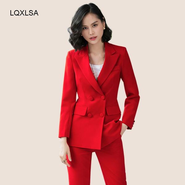 office work blazer suits of ol women pants suit blazers jackets with trouser two pieces set red pink blue women's piece, White
office work blazer suits of ol women pants suit blazers jackets with trouser two pieces set red pink blue women's piece, White