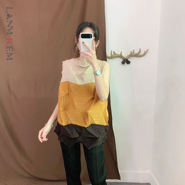 women summer t-shirt stitching color printing sleeveless shirts striped loose round neck fashion 2h139 210507, White
women summer t-shirt stitching color printing sleeveless shirts striped loose round neck fashion 2h139 210507, White