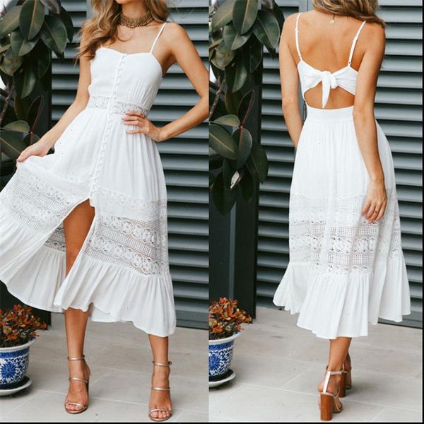 white lace split elegant womens dress sleeveless holiday maxi boho floral summer beach long evening party, Black;gray
white lace split elegant womens dress sleeveless holiday maxi boho floral summer beach long evening party, Black;gray