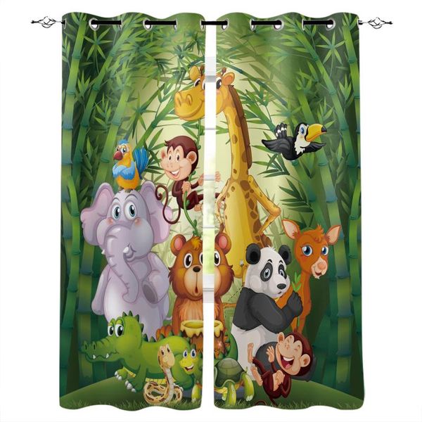 tropical forest animal bamboo panda window curtains home living room bedroom item curtain luxury & drapes