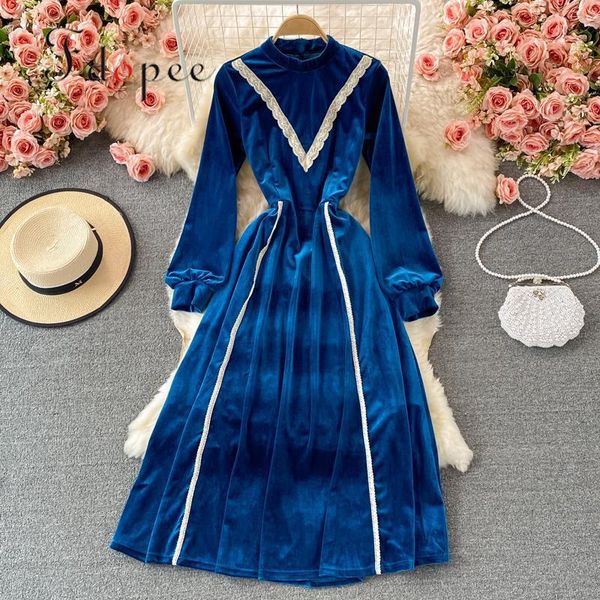 casual dresses dress women temperament stand collar velvet vintage spring/autumn elegant color matching comfort vestidos, Black;gray
casual dresses dress women temperament stand collar velvet vintage spring/autumn elegant color matching comfort vestidos, Black;gray