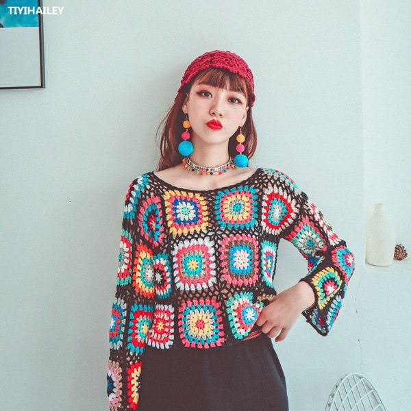 women's sweaters tiyihailey fashion full sleeve spring and autumn short hand made knitted crochet black red ljms, White;black
women's sweaters tiyihailey fashion full sleeve spring and autumn short hand made knitted crochet black red ljms, White;black