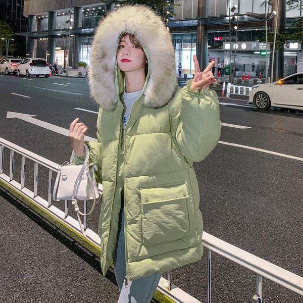 women's down & parkas fashion autumn winter women jacket female fur collar hooded short warm casual plus size loose overcoat coat, Black