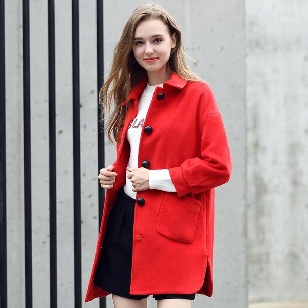 women's wool & blends korean winter coat women red long sleeve coats and jackets turn-down collar woolen elegant trench for, Black
women's wool & blends korean winter coat women red long sleeve coats and jackets turn-down collar woolen elegant trench for, Black