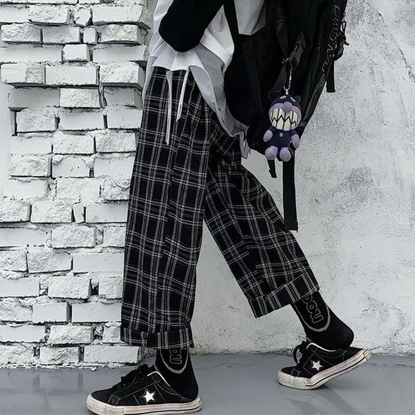men's pants retro classic plaid loose casual slim straight streetwear and women's, Black
men's pants retro classic plaid loose casual slim straight streetwear and women's, Black