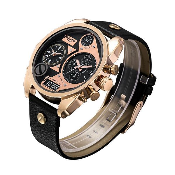 wristwatches cagarny watch men quartz watches rose gold case men's leather watchband dual time zones military reloj hombre, Slivery;brown
wristwatches cagarny watch men quartz watches rose gold case men's leather watchband dual time zones military reloj hombre, Slivery;brown