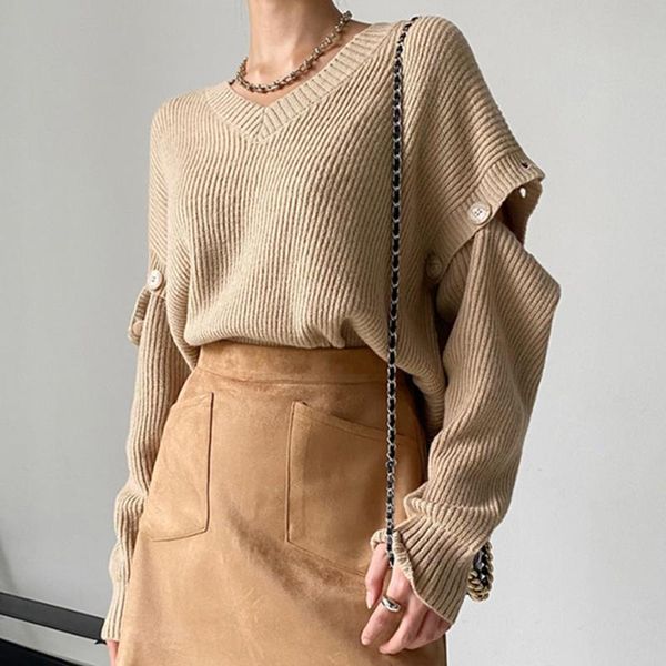 women's sweaters alien kitty 2021 v-neck women autumn winter solid loose pullovers knitted sweater jumper warm pull femme, White;black
women's sweaters alien kitty 2021 v-neck women autumn winter solid loose pullovers knitted sweater jumper warm pull femme, White;black