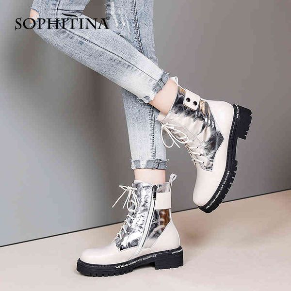 sophitina women boots vogue genuine leather ankle boots square thick heel zipper patchwork color women shoes so687 210513, Black
sophitina women boots vogue genuine leather ankle boots square thick heel zipper patchwork color women shoes so687 210513, Black