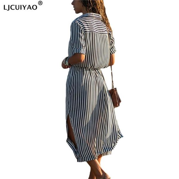 casual dresses ljcuiyao women summer shirt dress loose long sleeve with belt turn down collar autumn stripe printing pattern vestidos, Black;gray 
casual dresses ljcuiyao women summer shirt dress loose long sleeve with belt turn down collar autumn stripe printing pattern vestidos, Black;gray