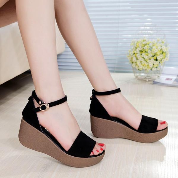 summer black scrub with korean version of the muffin thick bottom soft women's wedge buckle sandals female
summer black scrub with korean version of the muffin thick bottom soft women's wedge buckle sandals female