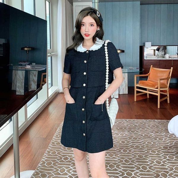 correct version french s family 21 autumn women's coarse tweed doll collar fake two-piece drs hepburn style, Black;gray
correct version french s family 21 autumn women's coarse tweed doll collar fake two-piece drs hepburn style, Black;gray
