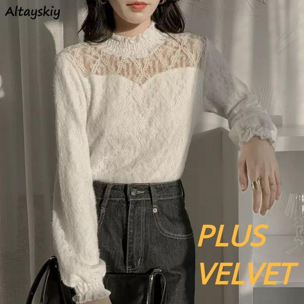 women's blouses & shirts lace women hollow out thicker plus velvet korean style chic elegant all-match ulzzang female spring autumn, White
women's blouses & shirts lace women hollow out thicker plus velvet korean style chic elegant all-match ulzzang female spring autumn, White