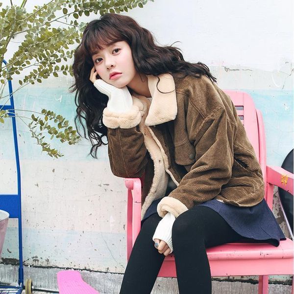 women's fur & faux bottle han edition of brief paragraph wool inside stitching corduroy jacket woman with thick warm cotton-padded clot, Black
women's fur & faux bottle han edition of brief paragraph wool inside stitching corduroy jacket woman with thick warm cotton-padded clot, Black