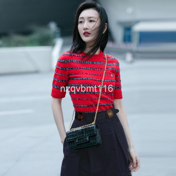 two piece dress wang ou star's same summer women's round neck short sleeve striped t-shirt + blue skirt temperament suit, White
two piece dress wang ou star's same summer women's round neck short sleeve striped t-shirt + blue skirt temperament suit, White