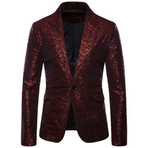 men's suits & blazers luclesam men bronzing dress blazer mens one button slim fit suit jacket stage performance party costumes, White;black
men's suits & blazers luclesam men bronzing dress blazer mens one button slim fit suit jacket stage performance party costumes, White;black