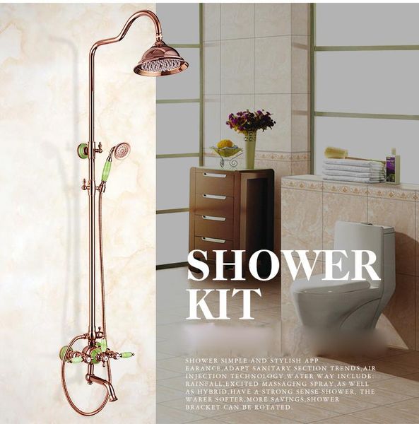 luxury rose gold finished brass shower set faucet with 3-lever wall mounted bathroom kit +handshower swivel tub spout sets
luxury rose gold finished brass shower set faucet with 3-lever wall mounted bathroom kit +handshower swivel tub spout sets